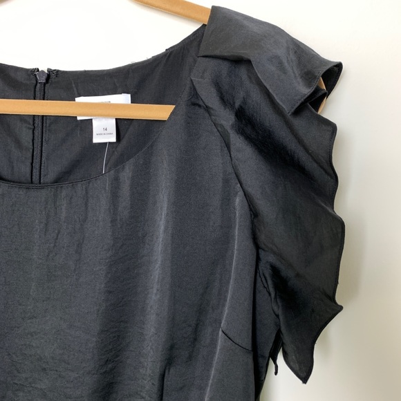 NWT Loft Black Flutter Sleeve Dress Sz 14 - Picture 4 of 4